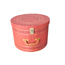 Brown PU Leather Hat Box with Handle for Clothing