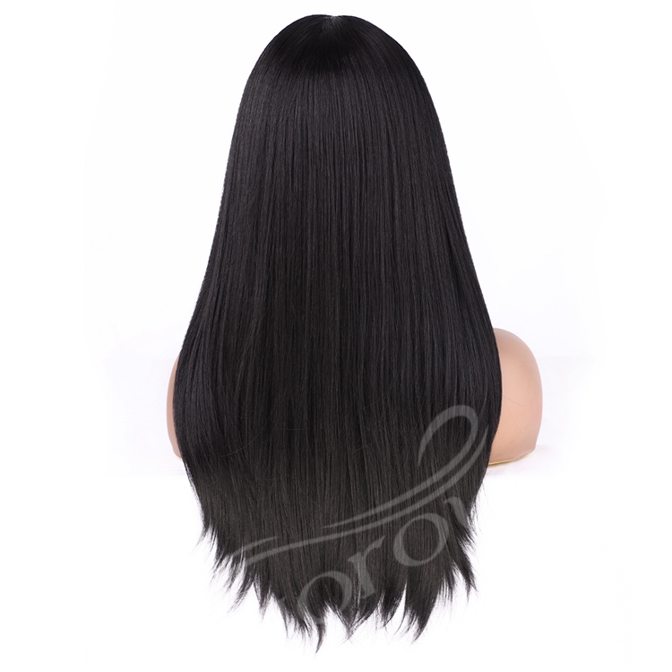 Heat Resistant Good Quality Natural African Silky Black Long Straight Cheap Price Wholesale Synthetic Headband Wig