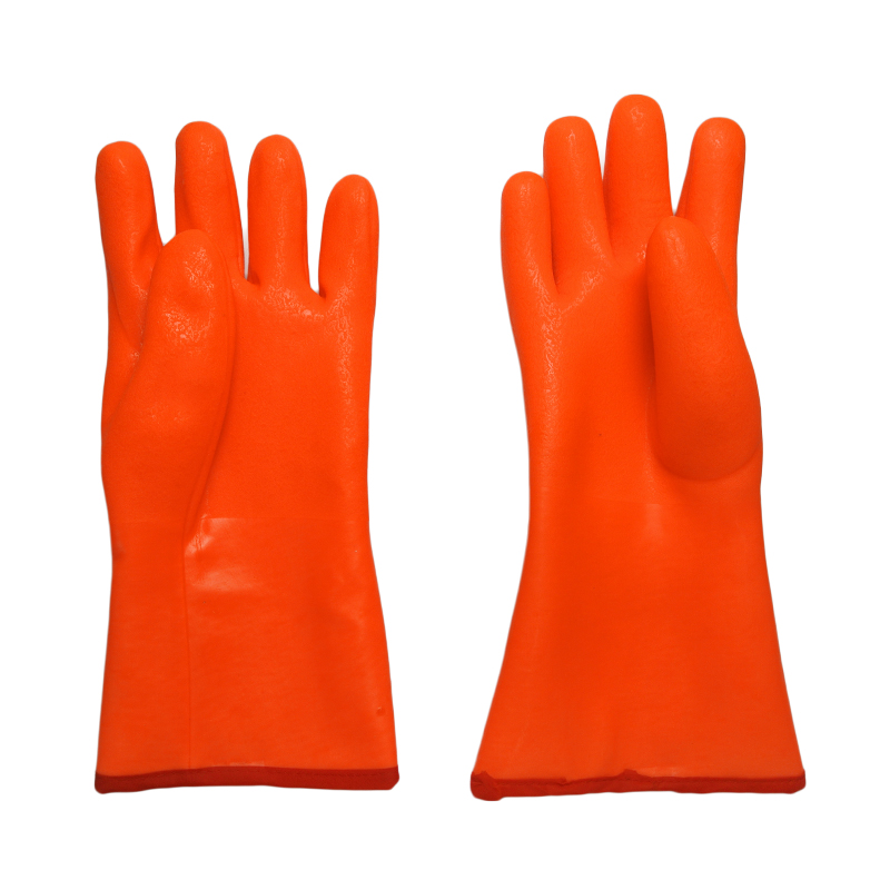 Fluoreszierende orange PVC-Handschuhe