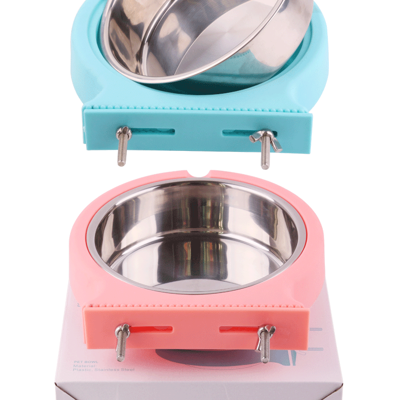 Hot Sale Plastic Material Pet Feeder Pet Bowl Water Food Dog Stainless Steel Hanging Cage Pet Bowl Feeder