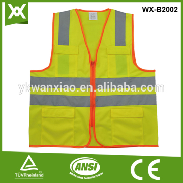 reflective pockets vest with zipper ,reflective pockets vest with pockets ,polyester rreflective pockets v with EN 471 class2