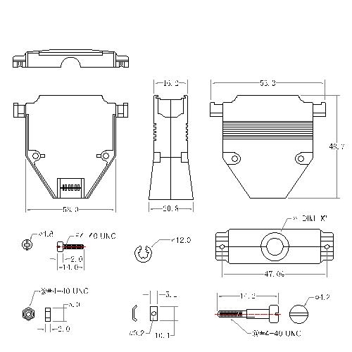 DBZV-25XX1 2 D-SUB METAL HOODS,25P ,V TYPE, SHORT SCREW 