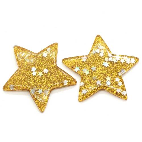 Heetste Hars Plaksteen Pentagram Kraal Cabochon Glitter Vijfpuntige Ster Diy Deco Feest Bruiloft Decoratie Sieraden Maken Winkel