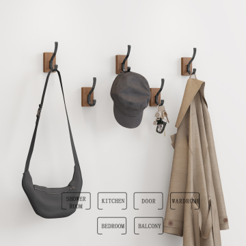 Walnut Wood Wall Hanging Single Space Aluminum Clothes Hook