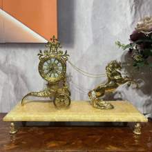European Design Horse-Drawn Car Desk Clock