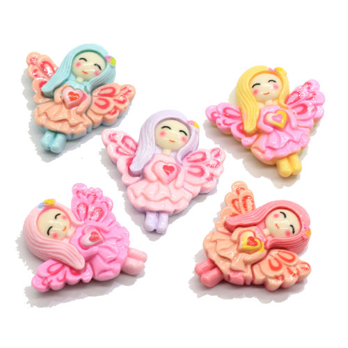 Pretty Newest 2020 Novel Resin Beads Flat Back Wing Girls Body Cartoon Style Kawaii Popular Cabochons for Craft Decor Stickers