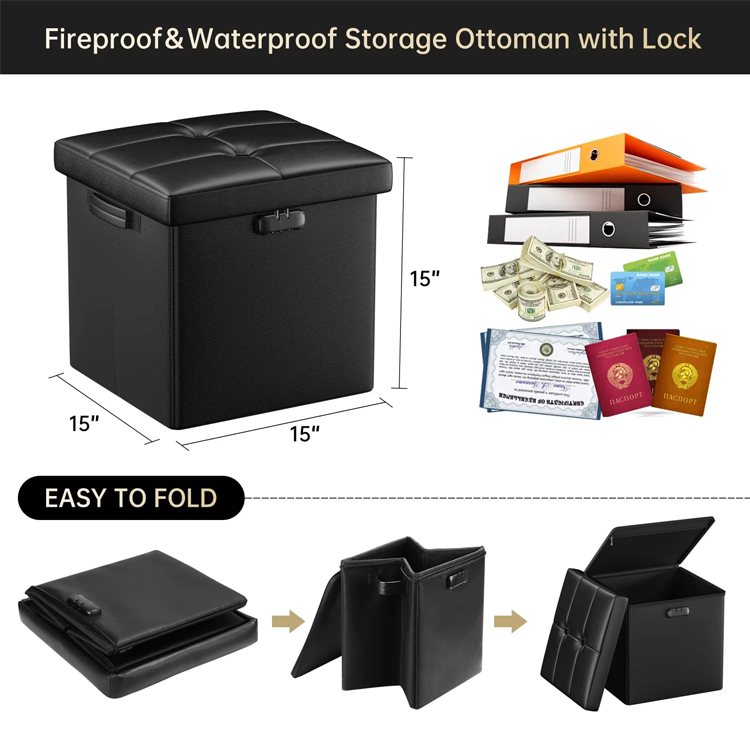Household Large Capacity Household Fireproof Storage Chair Stool Ottoman Stool