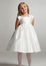 Ball Gown Square Neck Knee-length Taffeta Bowknot Flower Girl Dress