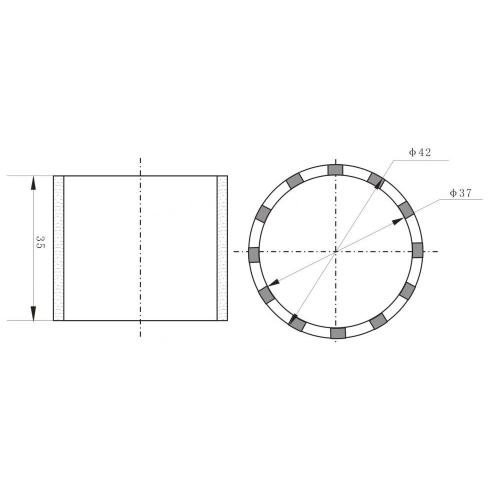 Tube tangentiel piézoélectrique 12 bandes