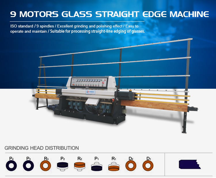 9 Motors Control Glass Straight-Line Edging Machine