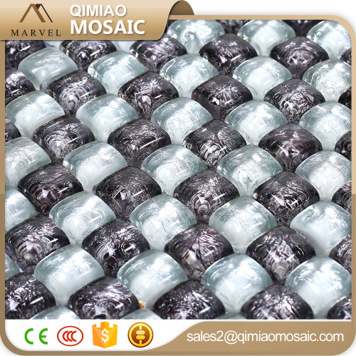 Noble Design Glass Wall Tile Bread Shape Silver Crackle Mosaic