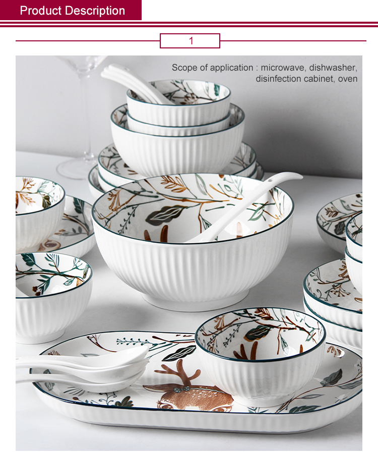 Microwave Available Bowls Cartoon Deer Noodle Bowls High-temperature Firing Underglaze Noodle Bowls