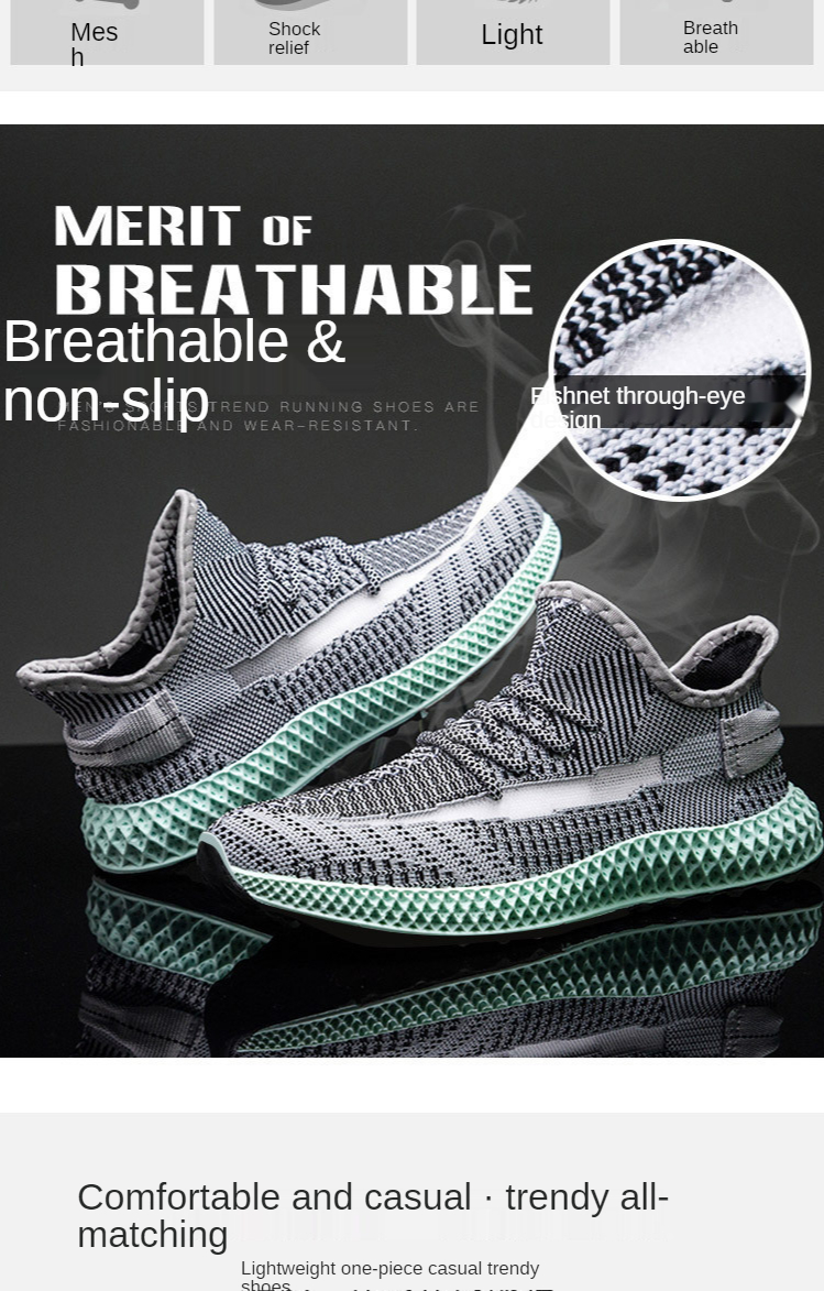 Men's shoes summer new style 2021 Korean fashion breathable starry casual shoes mesh flying woven sports shoes