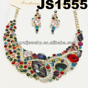 multi colorful rhinestone necklace set