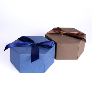 Hexagonal Ribbon Design Dry Flower Gift Box Bulk