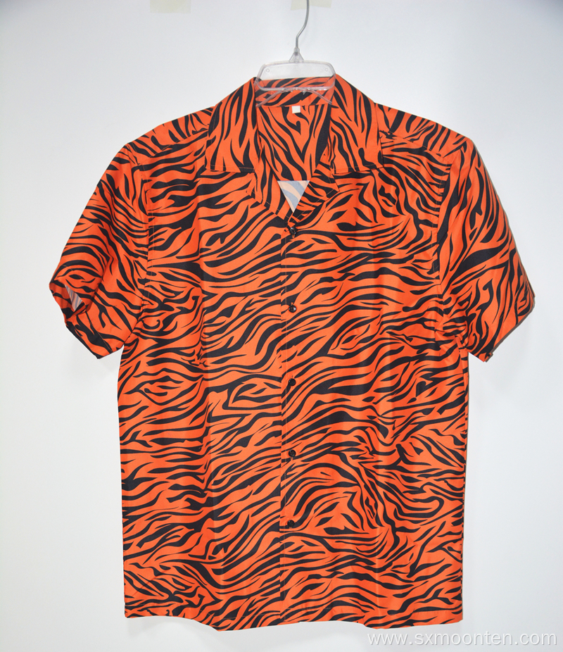 Wholesale Print Polyester Tiger Stripes Men's Casual Shirts