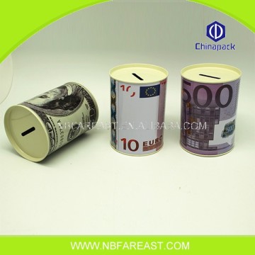 Great material metal new top quality round tin piggy bank