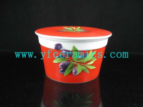 YF15055 custom print ceramic bowl with lid