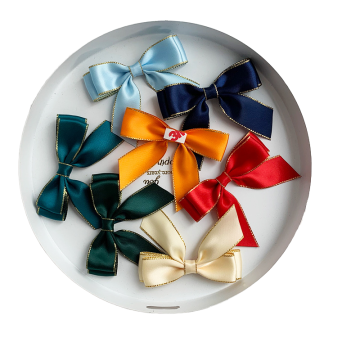 Custom Gold-Edged Star Bow Ribbons for Weddings, Birthdays, and Cupcakes
