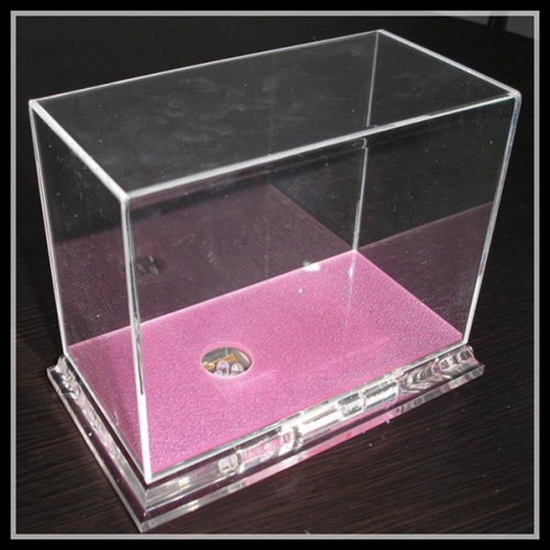 handmade acrylic display box with pink base