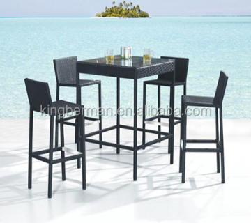 Rattan Wicker Outdoor Bar Stools and Tables Set