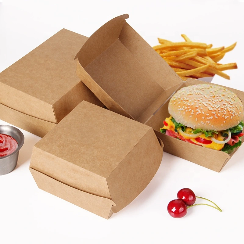 Eco Friendly Food Grade Kraft Paper Burger Box Packaging Hamburger Box