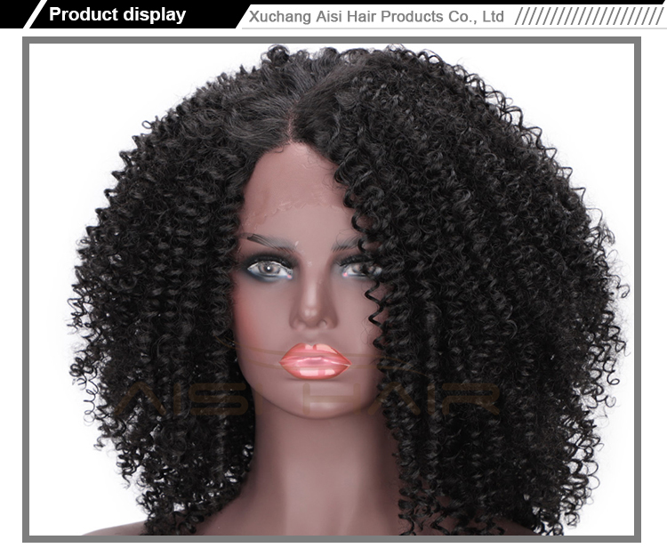 Aisi Hair Medium Long Afro Kinky Curly Wig Lace Frontal Natural Black Wig Synthetic Fluffy Lace Front Hair Wigs For Black Women