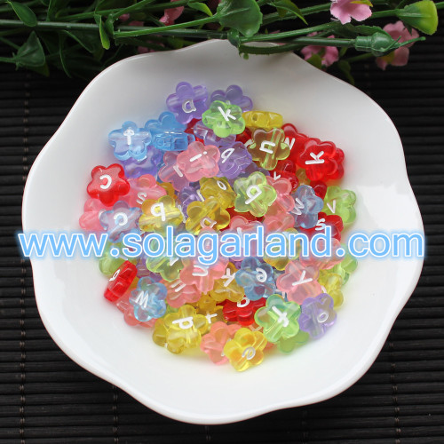 4.5 * 11 MM plastikowy kształt kwiatu Alphalet Letter Beads Charms