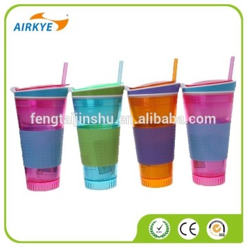 Travel Cup Snack drink In One Container Lid Straw Kids Snack Cup