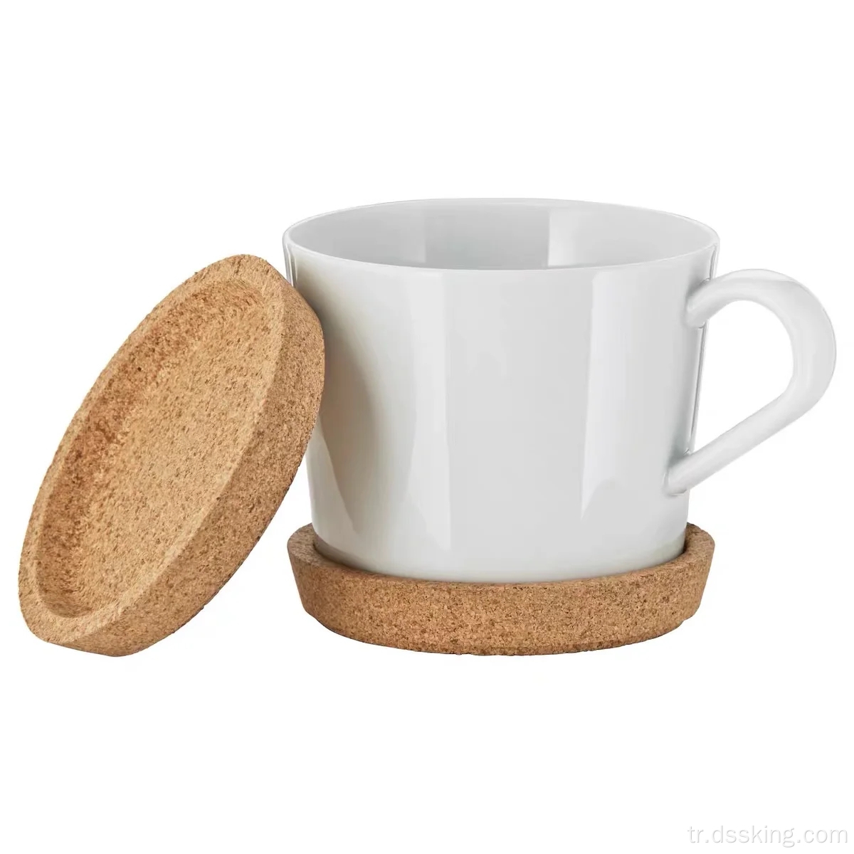 Toptan baskı yuvarlak mantar ahşap bardak altlıkları kahve sıcak içecekler logo ile bardak altlık