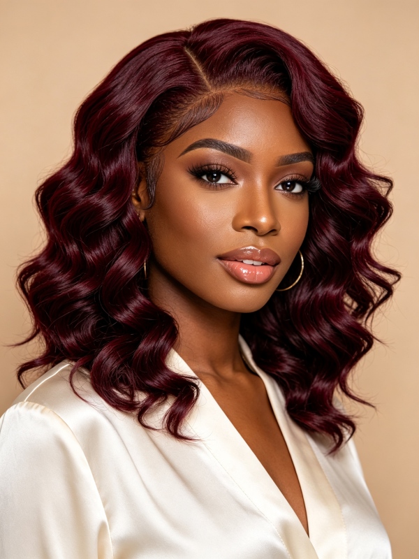 12 Inch 13x4 HD Lace Frontal Deep Wave 150% Density 99J Human Hair Glueless Wig