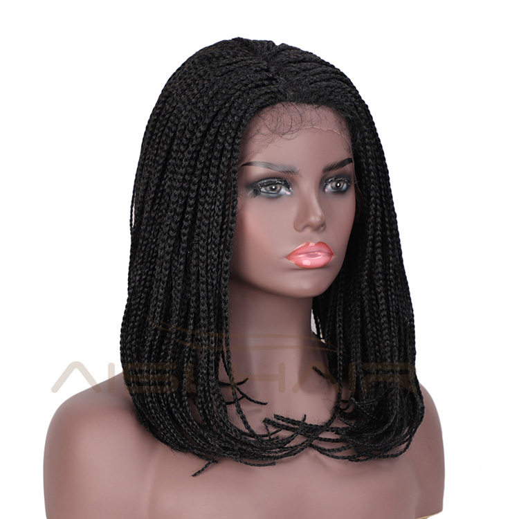 Aisi Hair 16 Inch Vendor Cheap Wholesale Afro Twist Box Braided Lace Frontal Wigs Synthetic Hair For Black Women Lace Front Wig