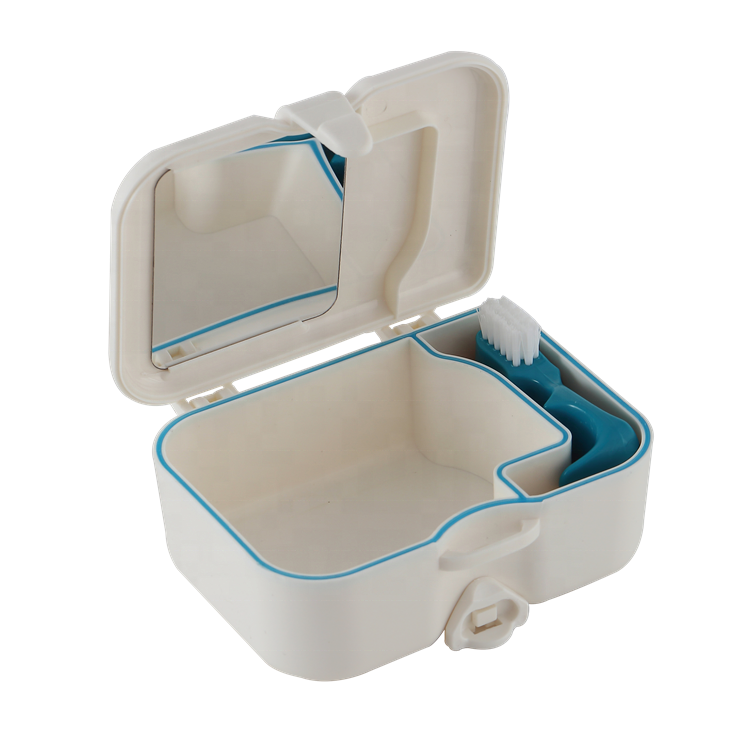 Square /Round Shape Wholesale Plastic White Ventilation Holes Orthodontic Dental Retainer Box Case With Mirror