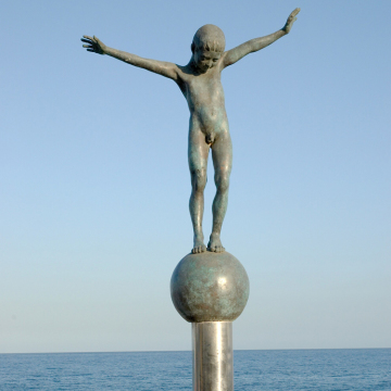 Bronze nude boy statue