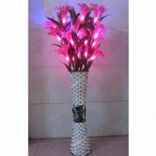 Pink LED Vase Lights with Artificial Colla Lilly Flower Plants for Party Wedding Office Decoration