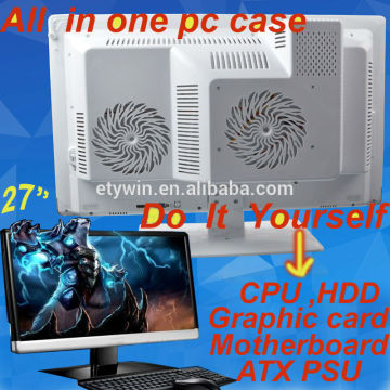 New invention of computer all in one pc case with 27"LED monitor DIY computer hardware assembled desktop computer gaming pc