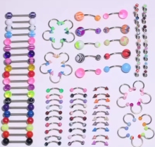 NJC 100pcs Colorful Acrylic Piercing Jewelry Kit