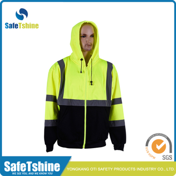 High Visibility Hodded Reflective Zip Fleece Sweatshirt