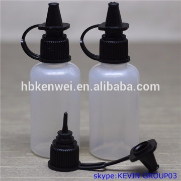new style plastic pe bottle 30ml with black plastic needle tip cap
