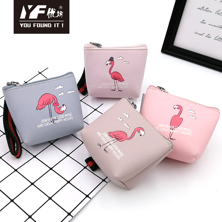 Cartoon flamingo style PU coin purse