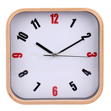 square shape wooden wall clock