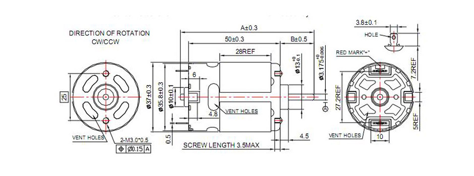 High efficient high speed RS-540 small dc motor Class F magnet wire