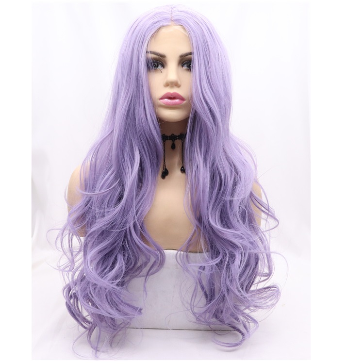 Wholesale Transparent Lace Frontal Cosplay Synthetic Hair Top Lace Front Purple Wig