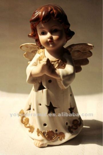 Pottery praying girl angel christmas ornament