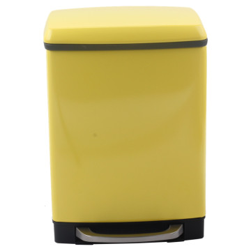 Bote de basura de acero inoxidable amarillo con cubo