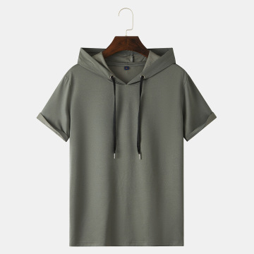 Wholesale Custom Logo Short-Sleeved Men's Hooded T-Shirts and Blank Tees for Men and Women