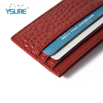 Porte-cartes en cuir Saffiano avec logo ultra fin