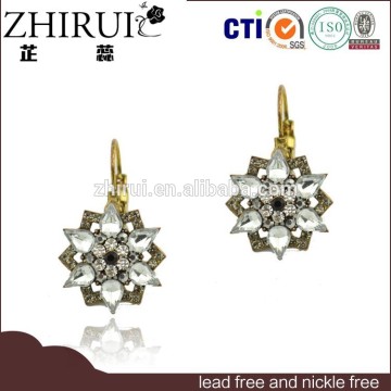 wholesale jewelry fashion flower crystal clip on cross earrings