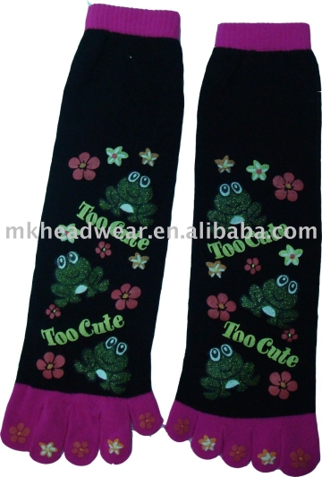 thick cotton five-toe sock with cute printing