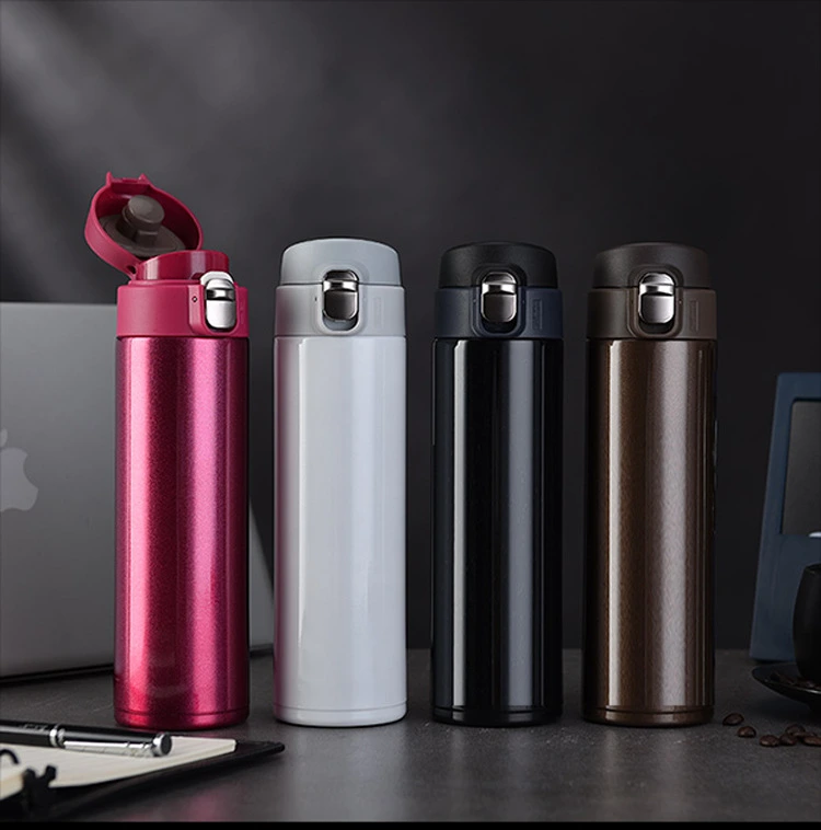 Food Grade Double Wall Water Bottle 304 Travel Mug Black Color Stainless Steel Water Bottle